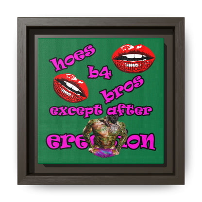 hoes b4 bros - framed canvas art (dark green)