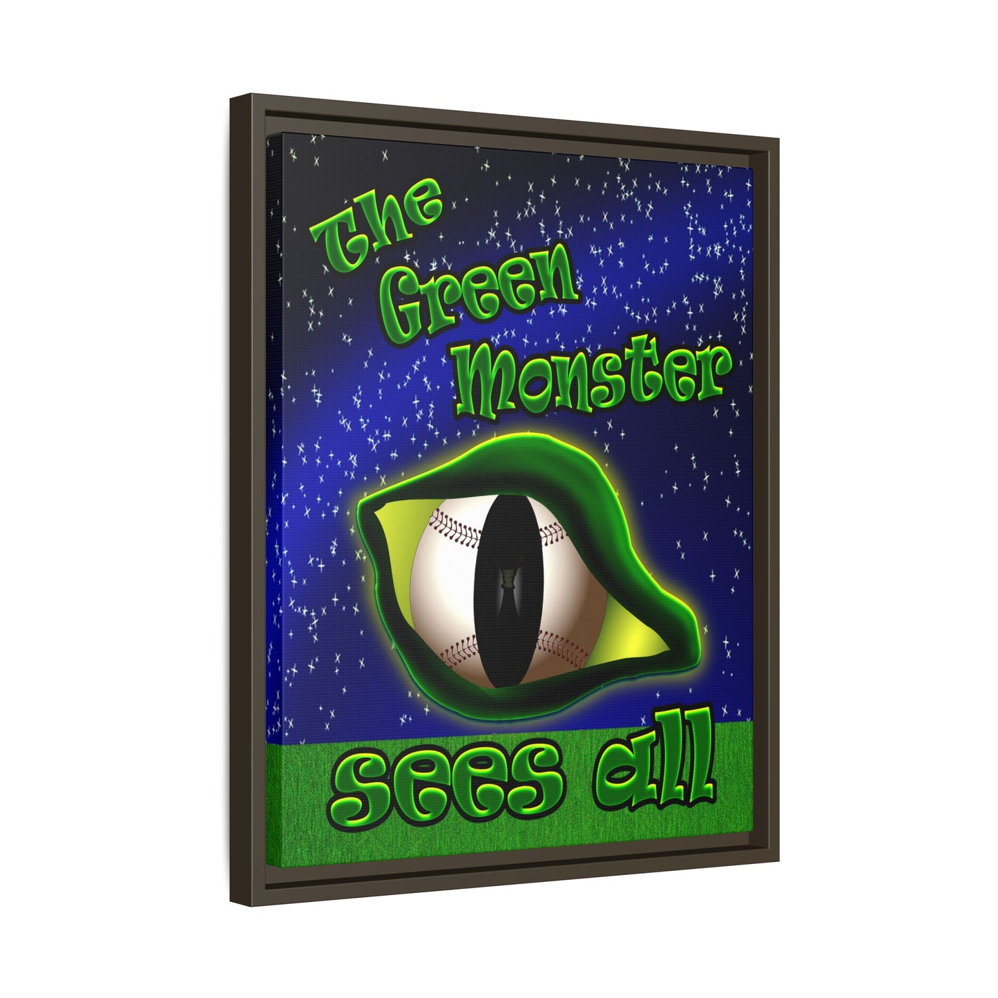 green monster - framed canvas art ('snoops' background)