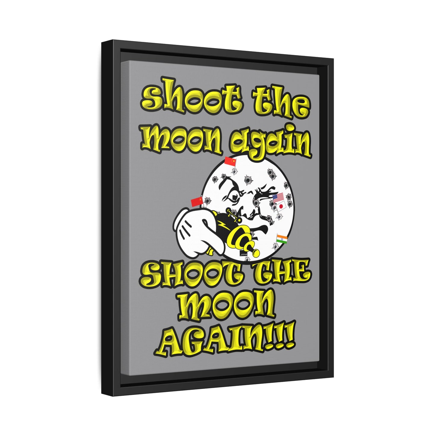 shoot the moon again - framed canvas art (grey)