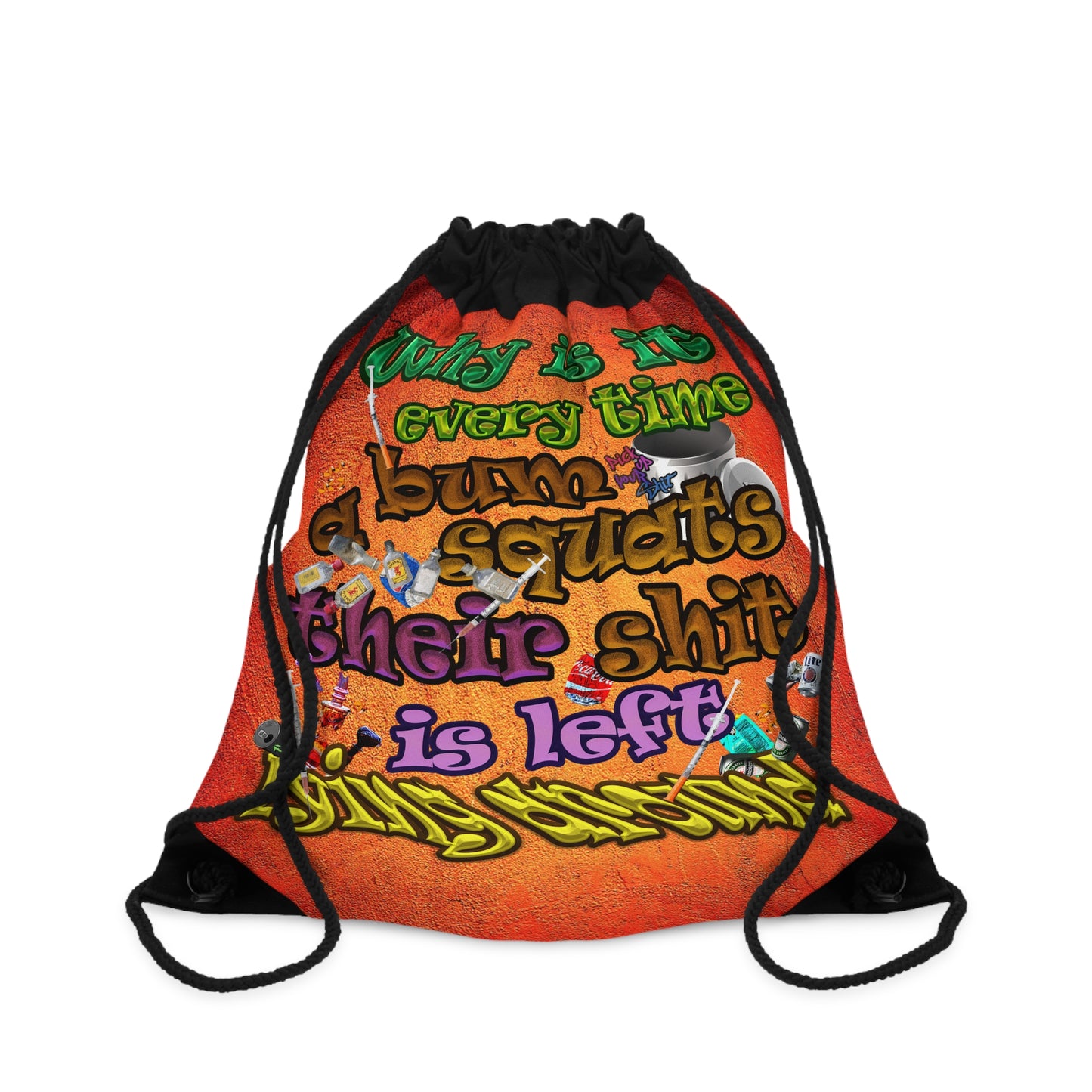 the bum's shit - Drawstring Bag (burnt orange)