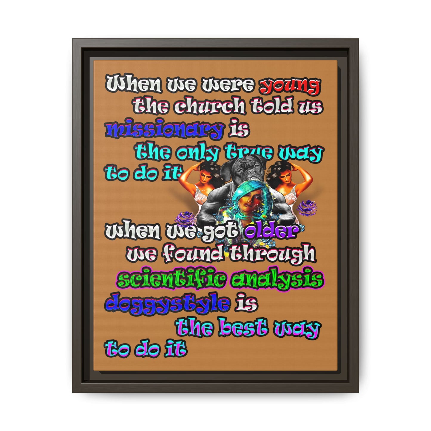 doggystyle - framed canvas art (light brown)