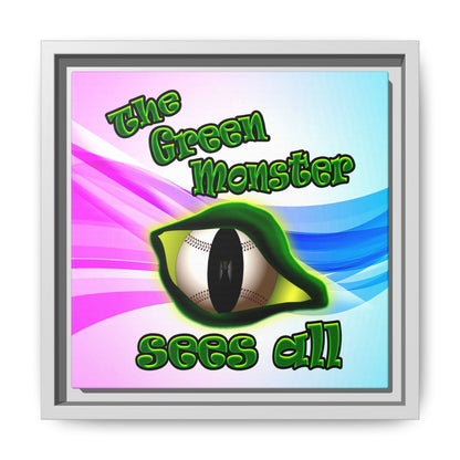 green monster - framed canvas art (light blue-pink wave)