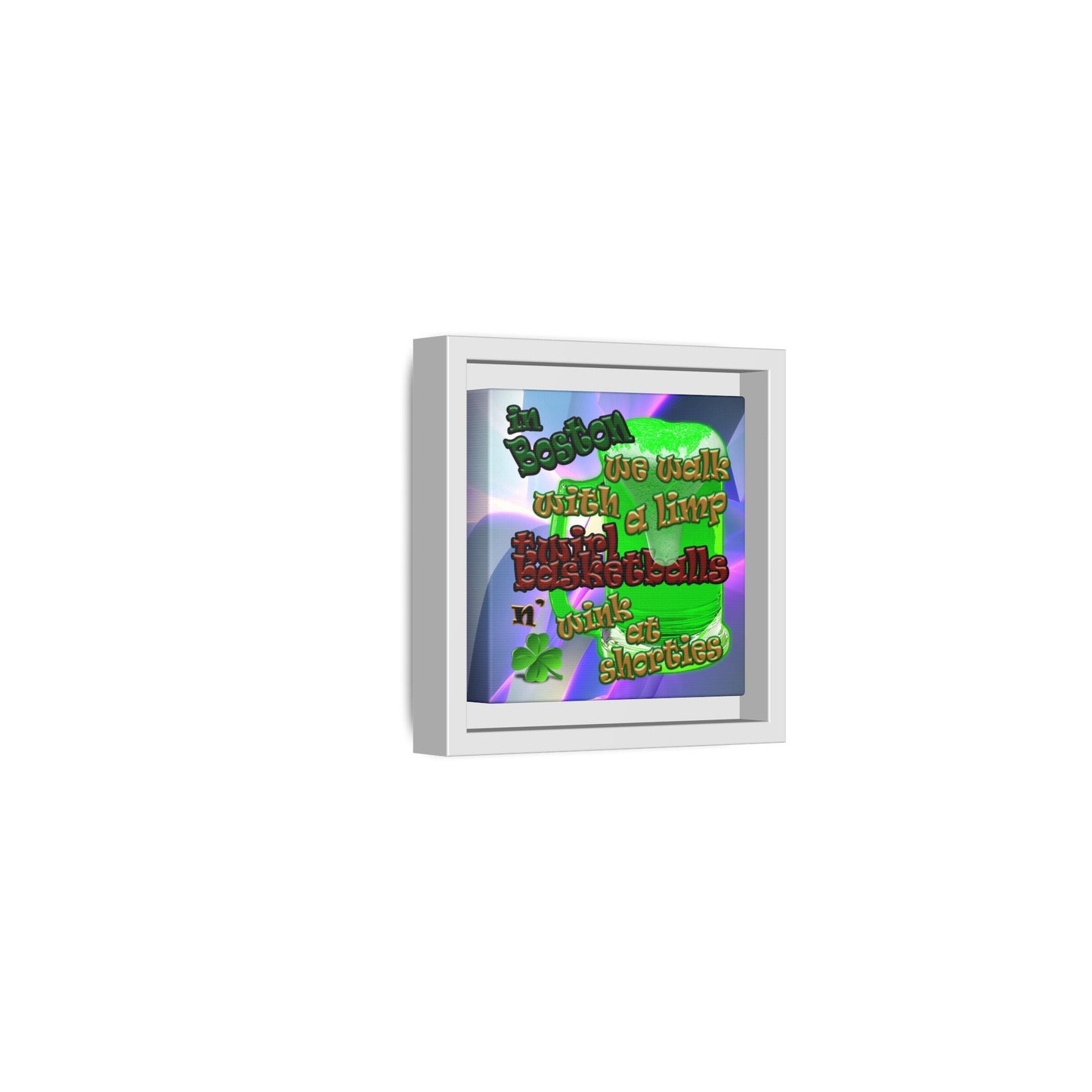 celtics logo - framed canvas art (grey-pink wave)
