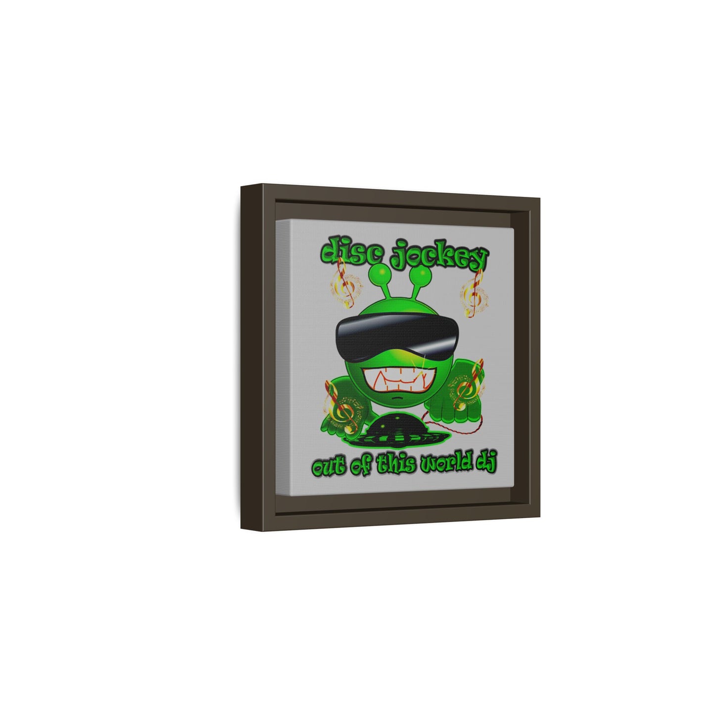 disc jockey - framed canvas art (light grey)