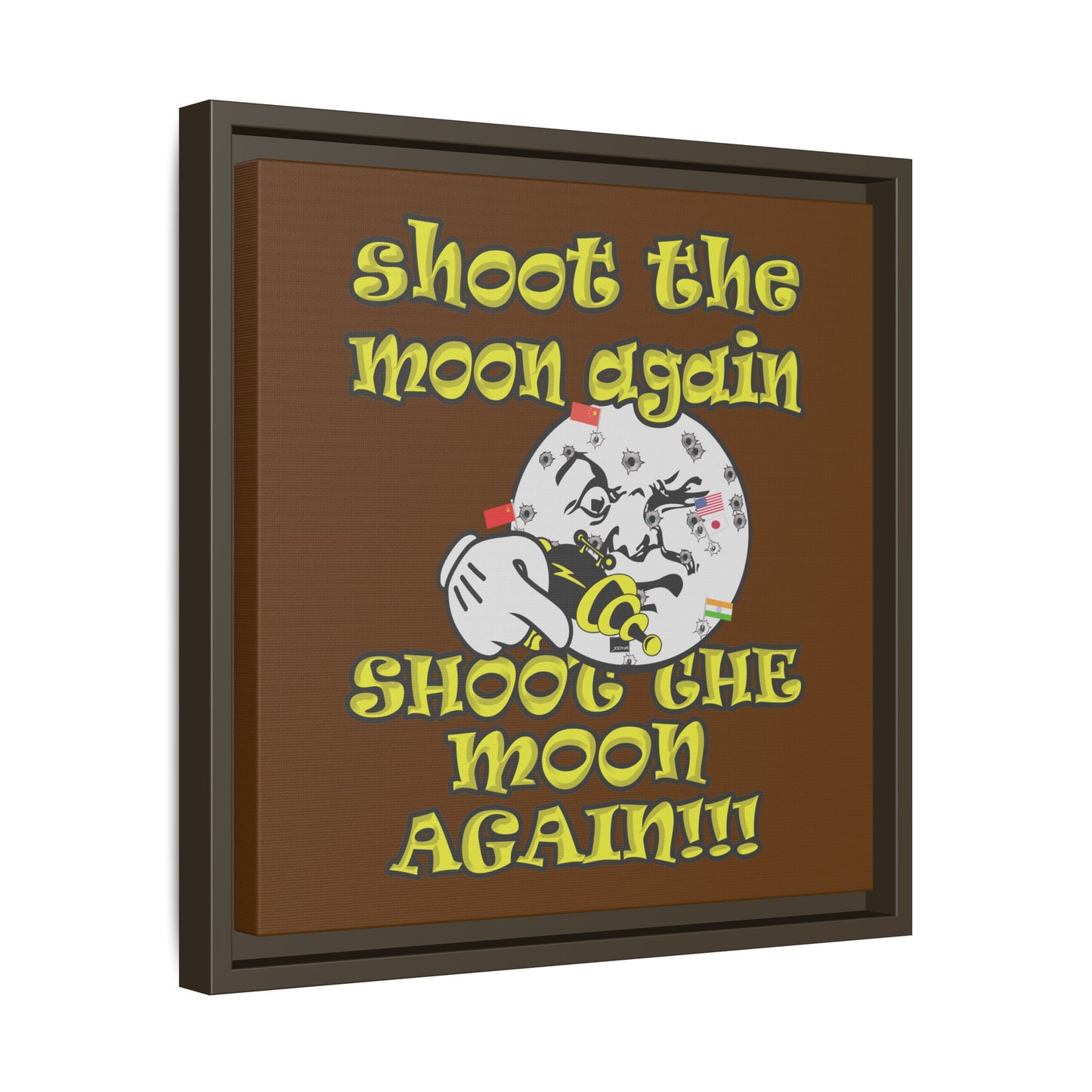 shoot the moon again - framed canvas art (brown)