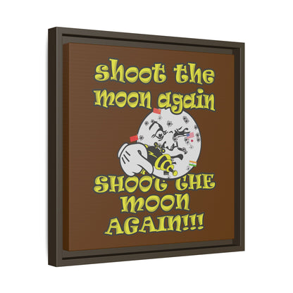 shoot the moon again - framed canvas art (brown)