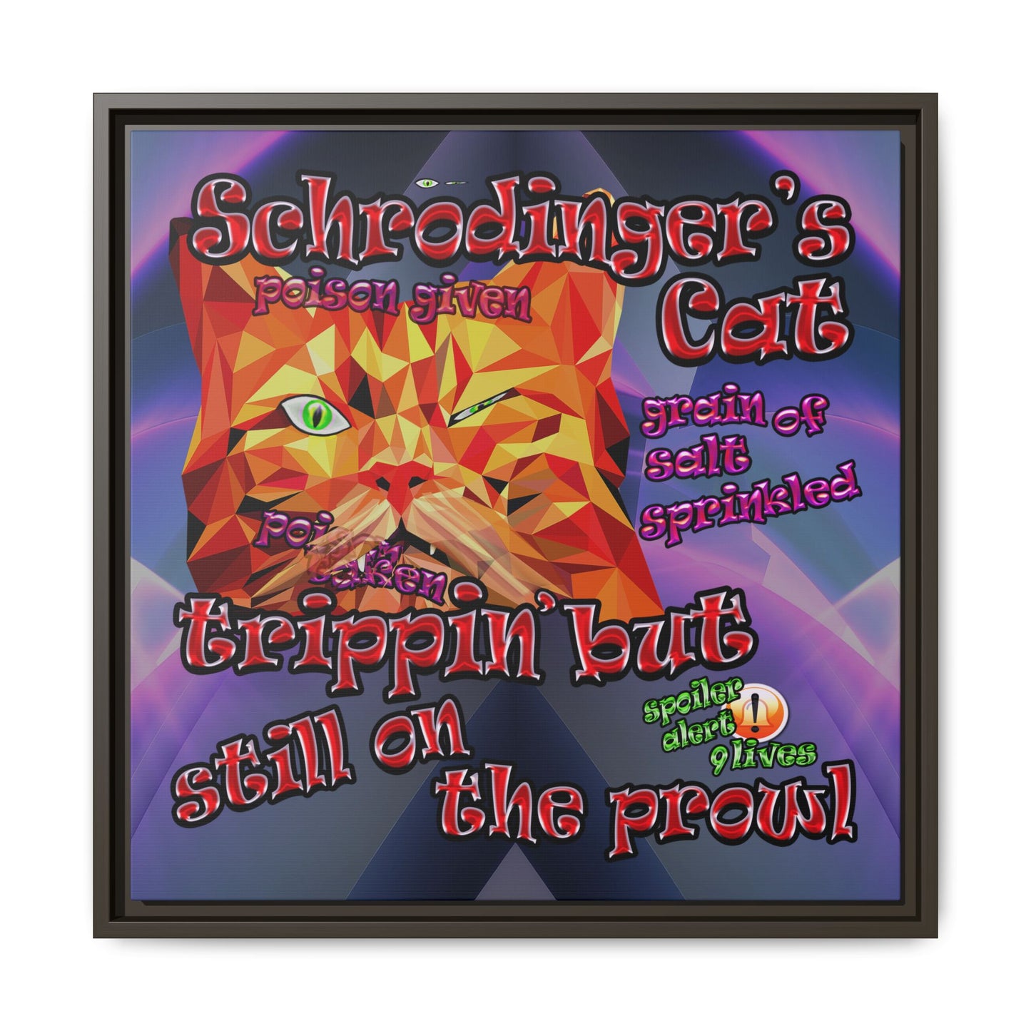 schrodinger's cat - framed canvas art (grey-pink wave)