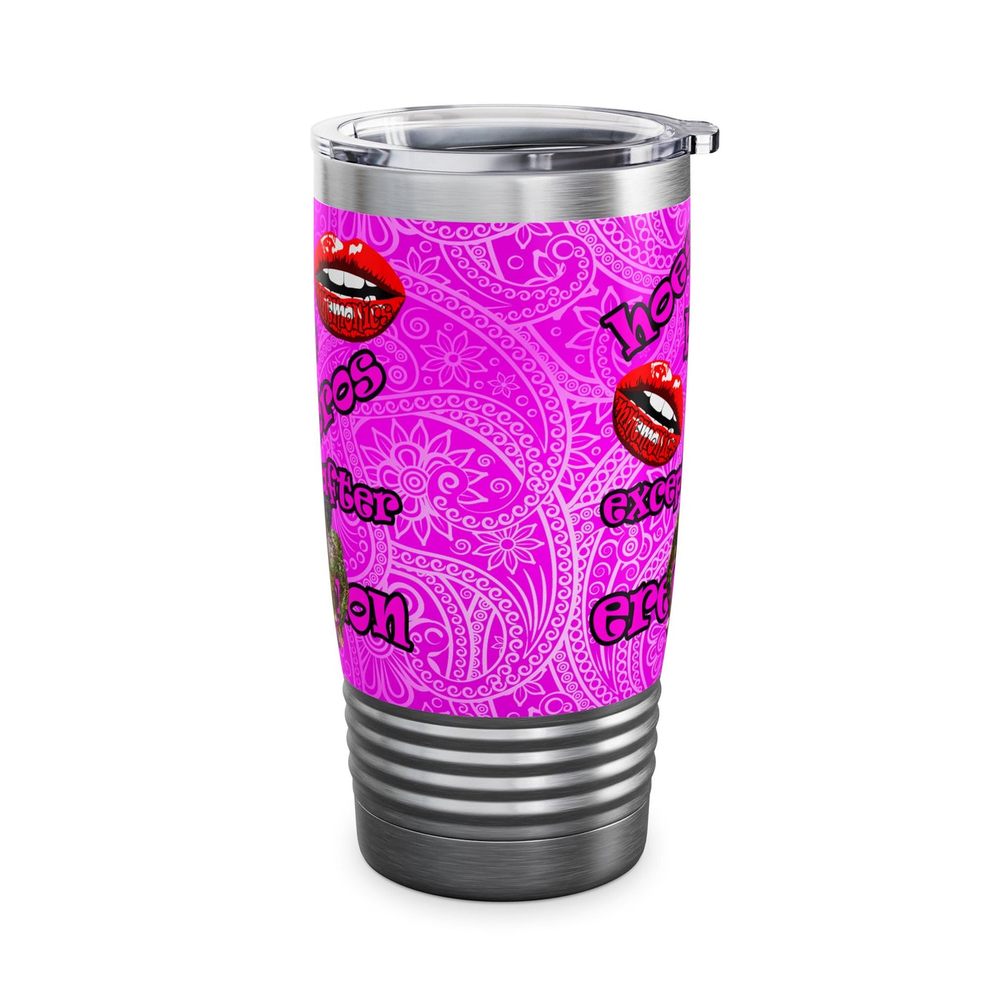 hoes b4 bros - Ringneck Tumbler, 20oz (pink swirl)