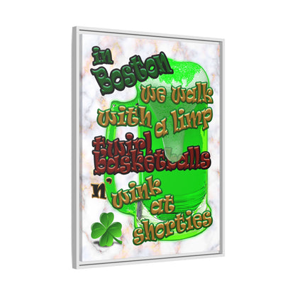 celtics logo - framed canvas art (white marble)