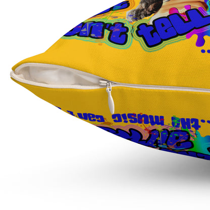 drop the beat - Spun Polyester Square Pillow - (yellow)