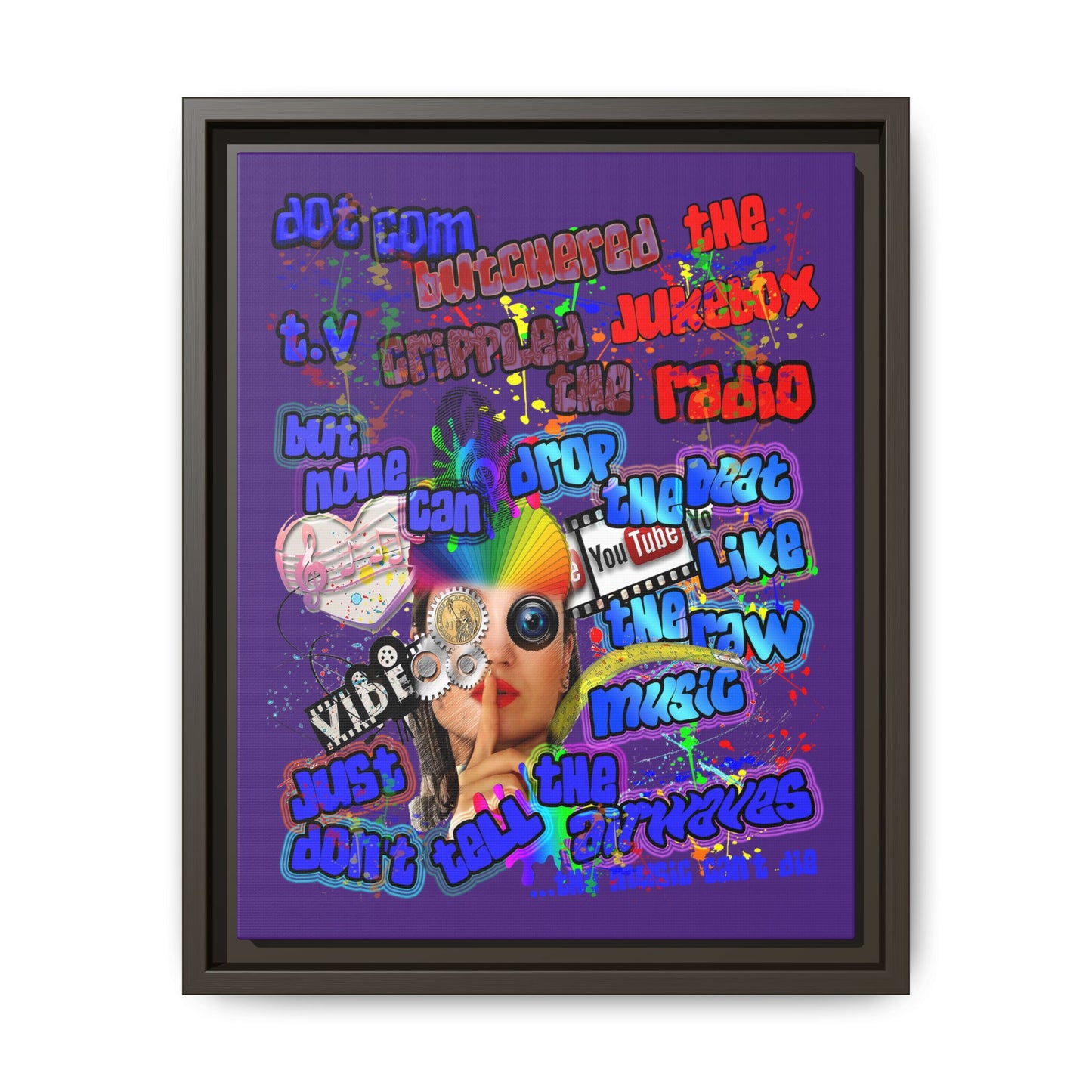 drop the beat - framed canvas art (purple)