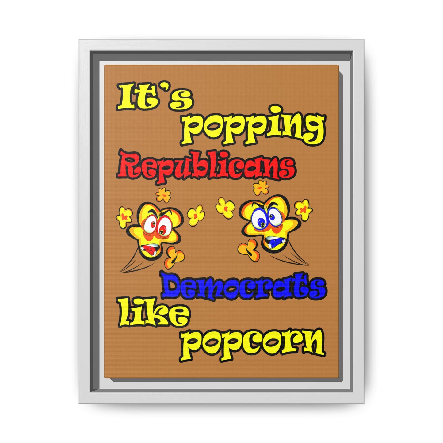 popping like popcorn - framed canvas art (light brown)