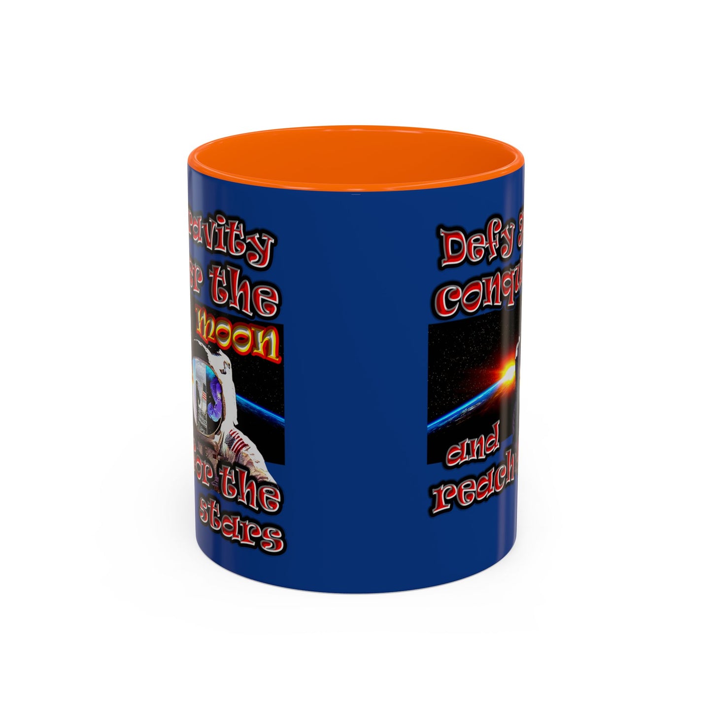 defy conquer reach - Accent Mug (dark blue)