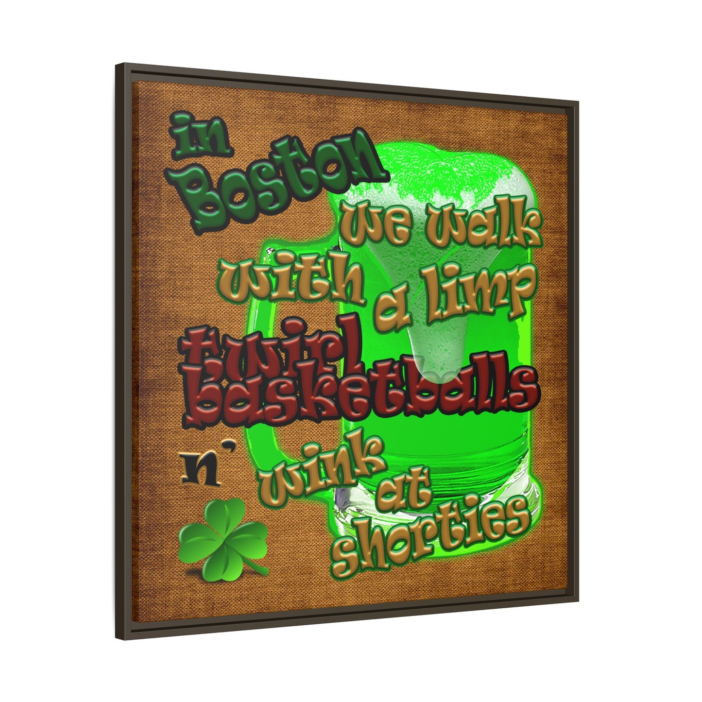 celtics logo - framed canvas art (brown papyrus)