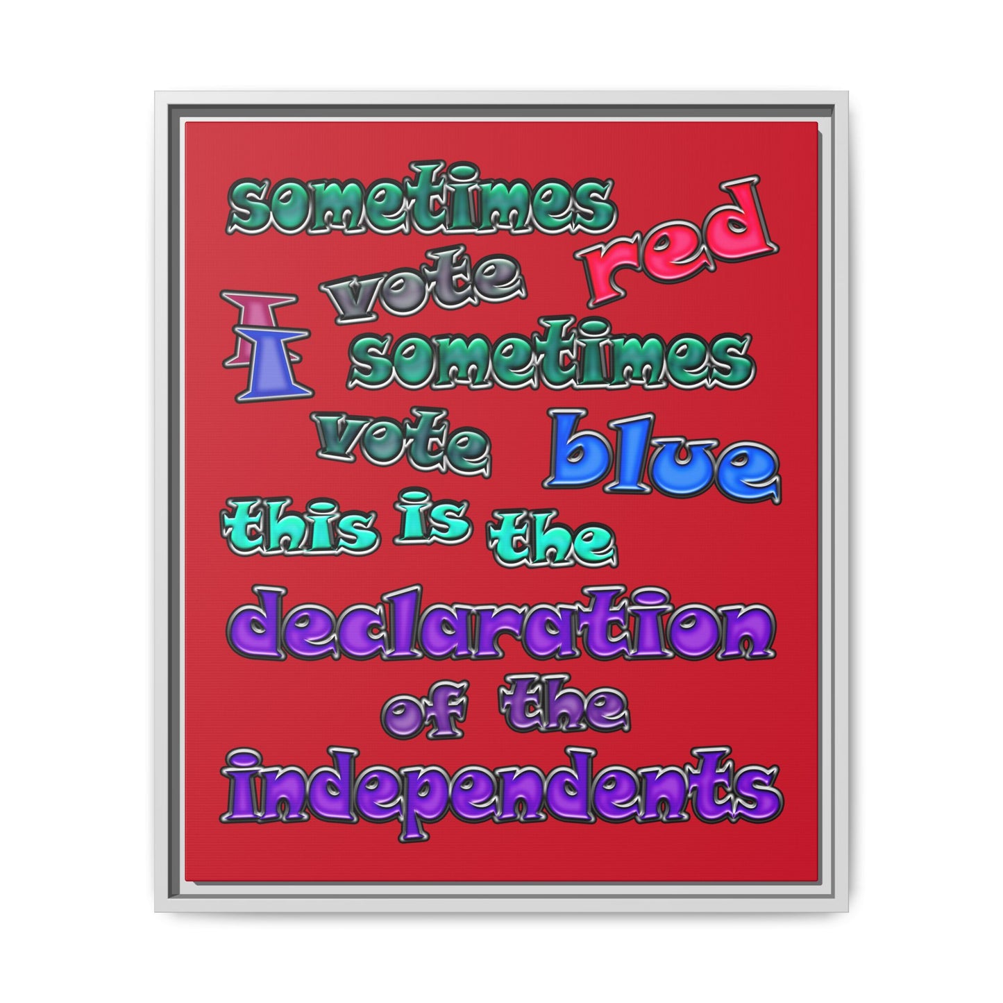 declaration of the independents - framed canvas art (dark red)