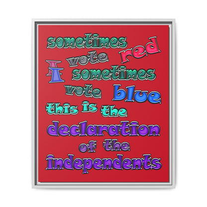 declaration of the independents - framed canvas art (dark red)