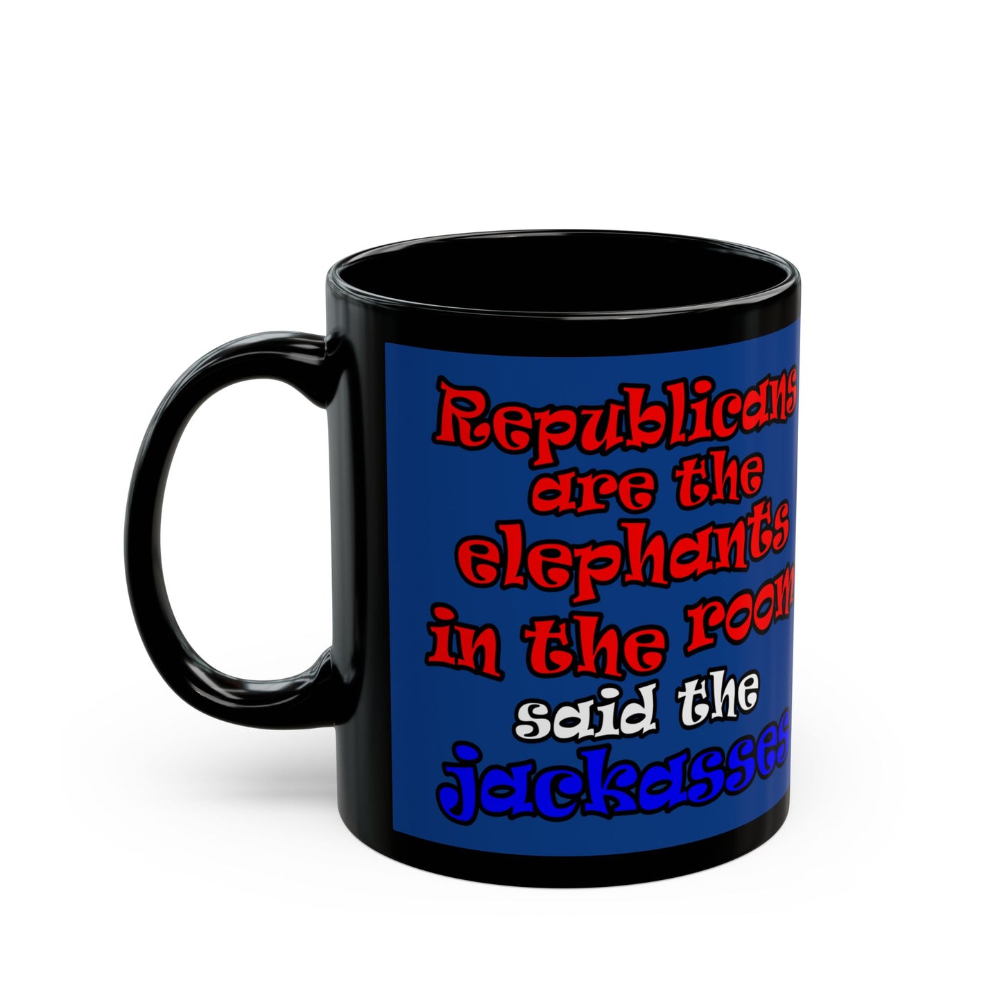 donkeys and elephants - Black Mug (dark blue)