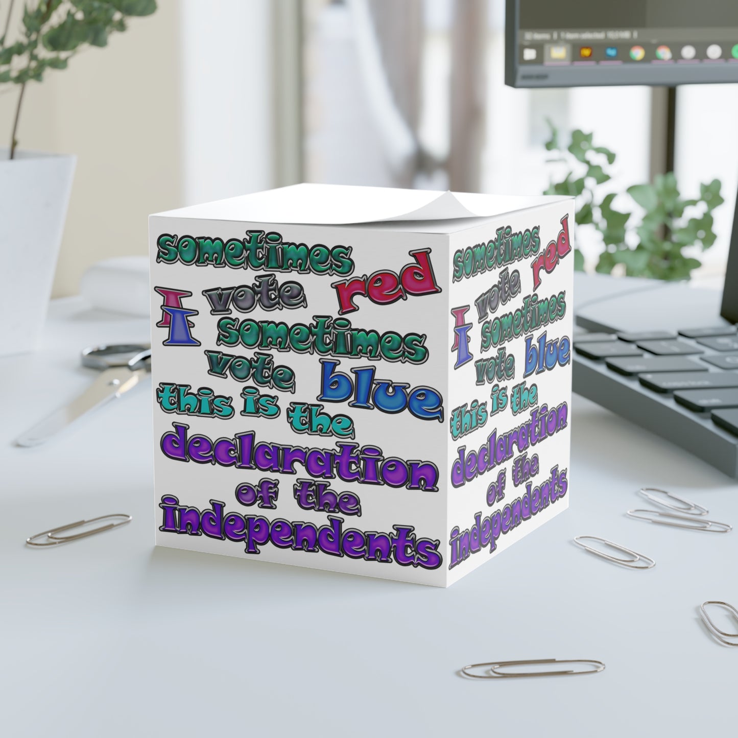 declaration of the independents - note cube (white)