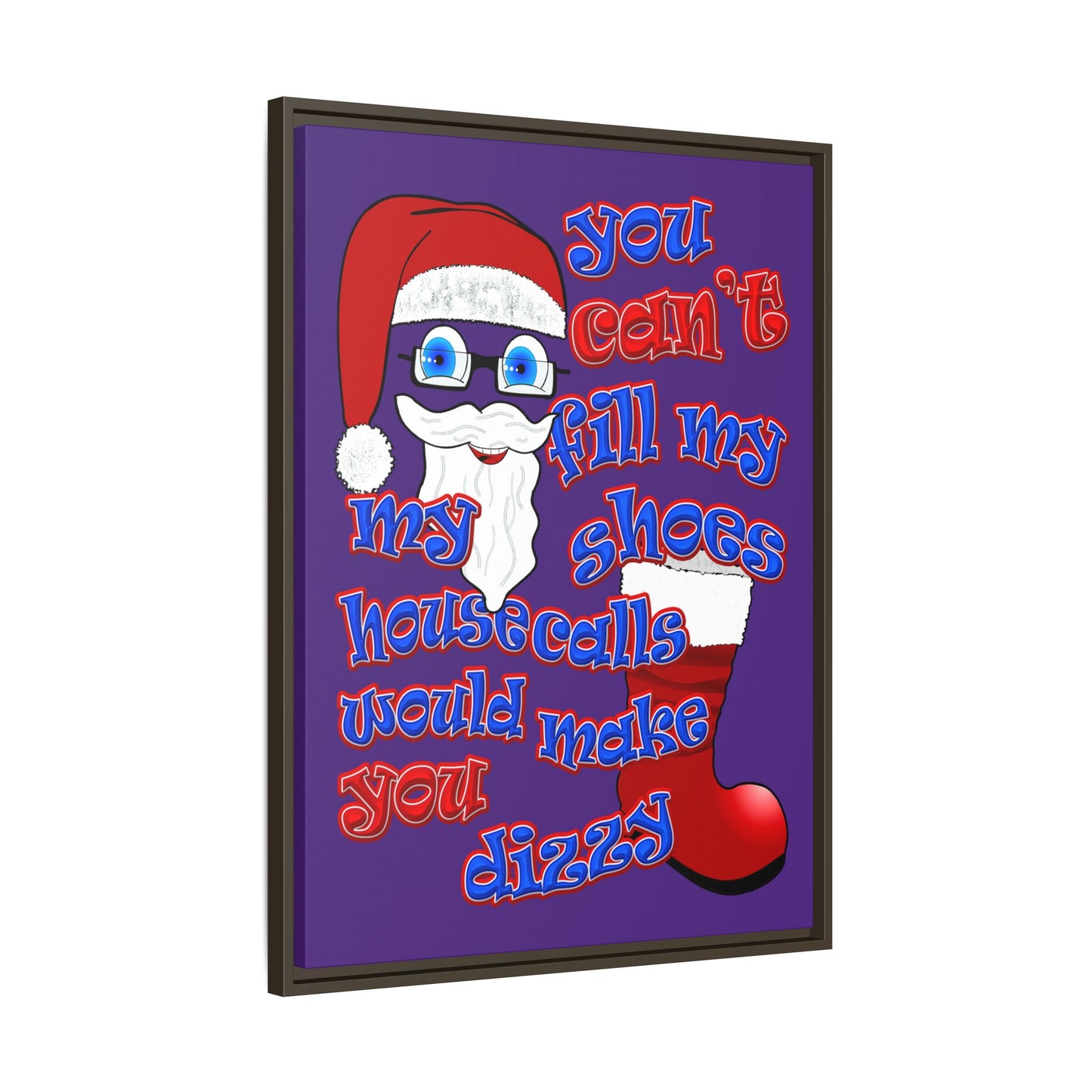 santa's shoes - framed canvas art (purple)