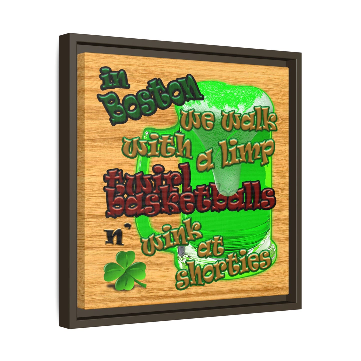 celtics logo - framed canvas art (butterscotch wood finish)