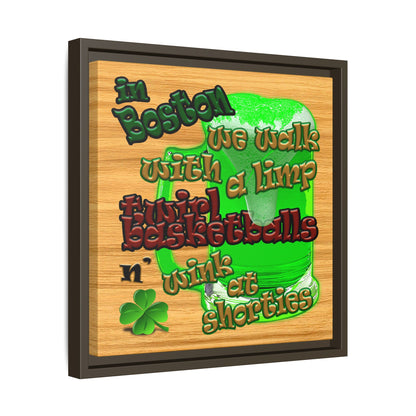 celtics logo - framed canvas art (butterscotch wood finish)