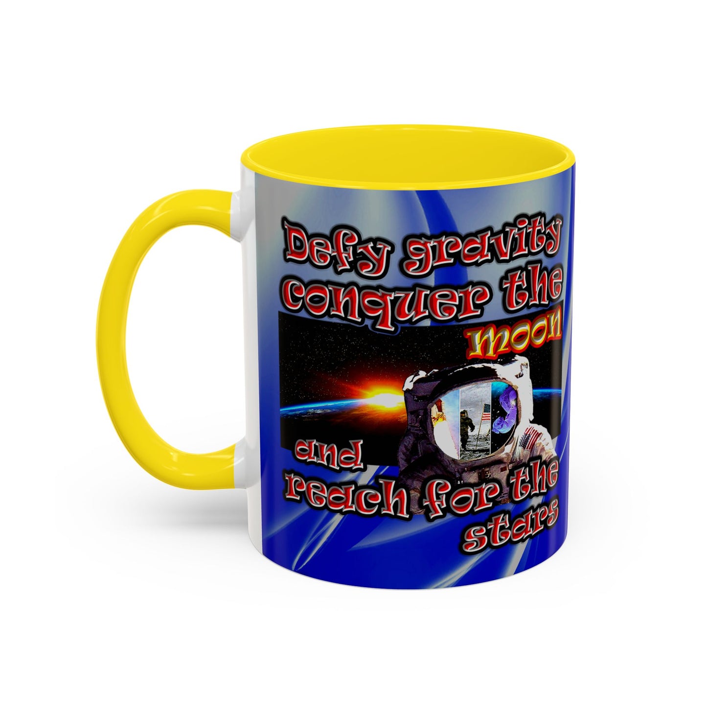 defy conquer reach - Accent Mug (blue-white wave)