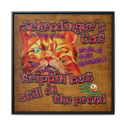 schrodinger's cat - framed canvas art (brown papyrus)