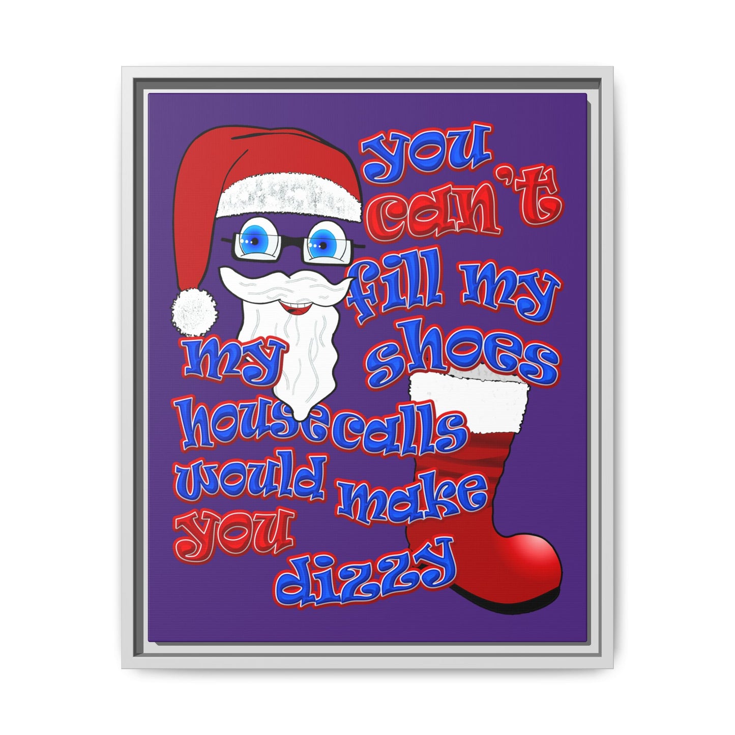 santa's shoes - framed canvas art (purple)