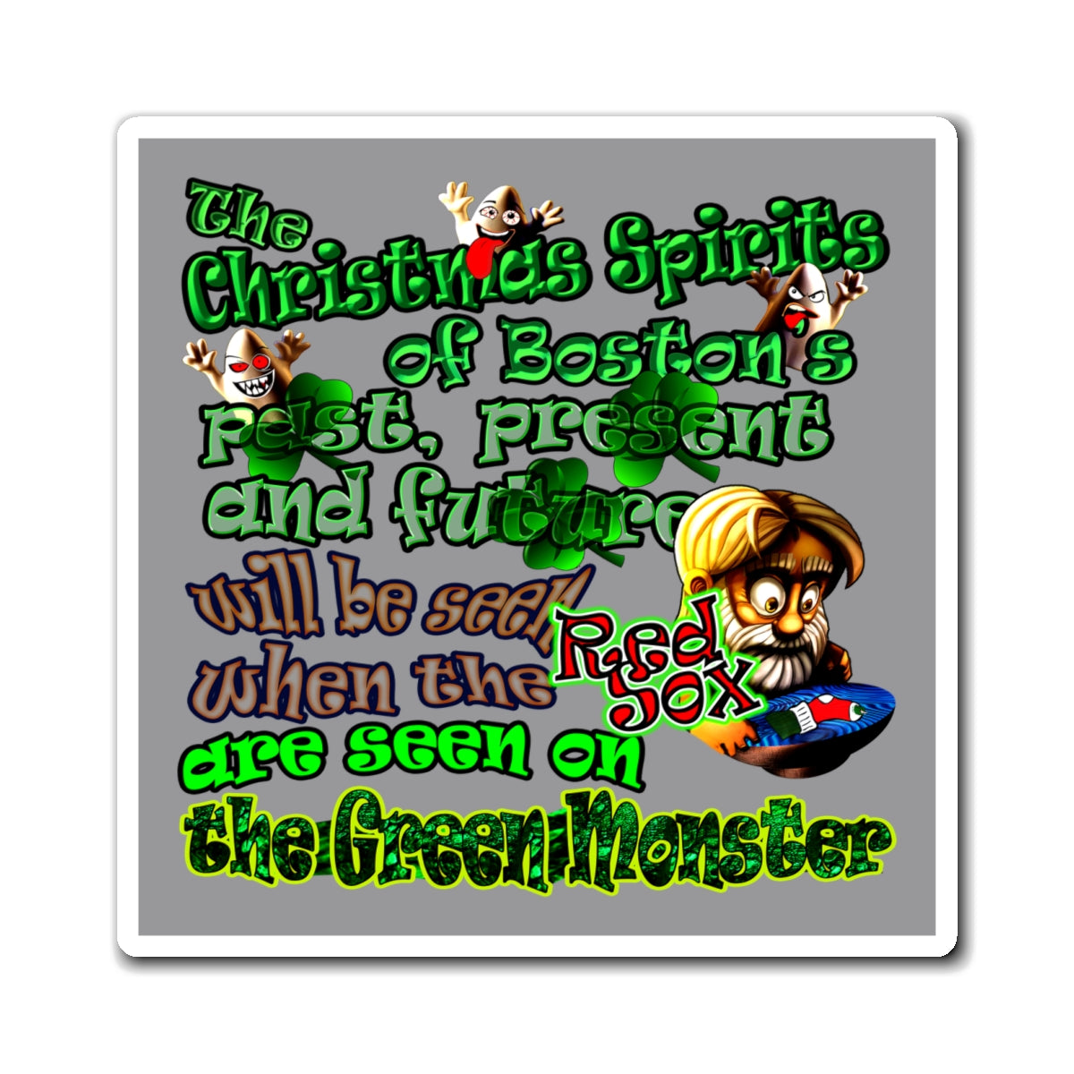 christmas spirits of boston - Magnets - (grey)