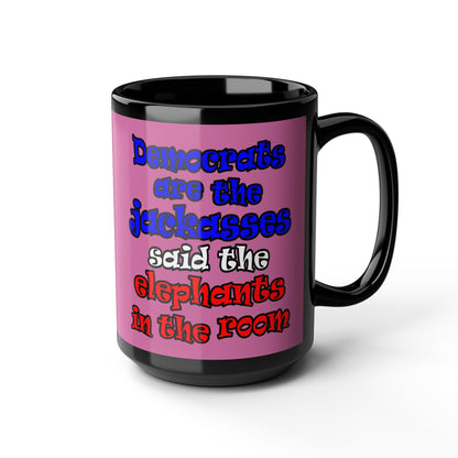 donkeys and elephants - Black Mug (light pink)