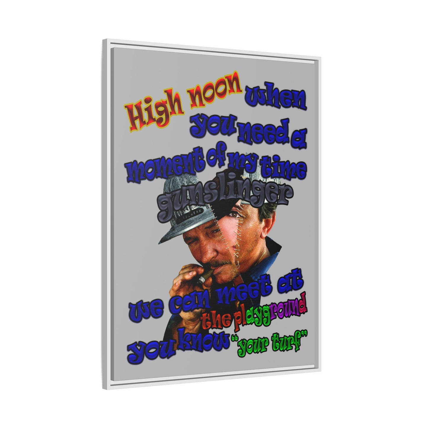 high noon - framed canvas art (light grey)