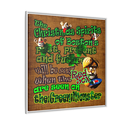 christmas spirits of boston - framed canvas art (brown papyrus)