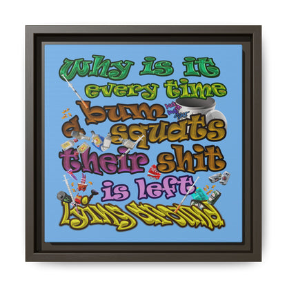 the bum's shit - framed canvas art (light blue)