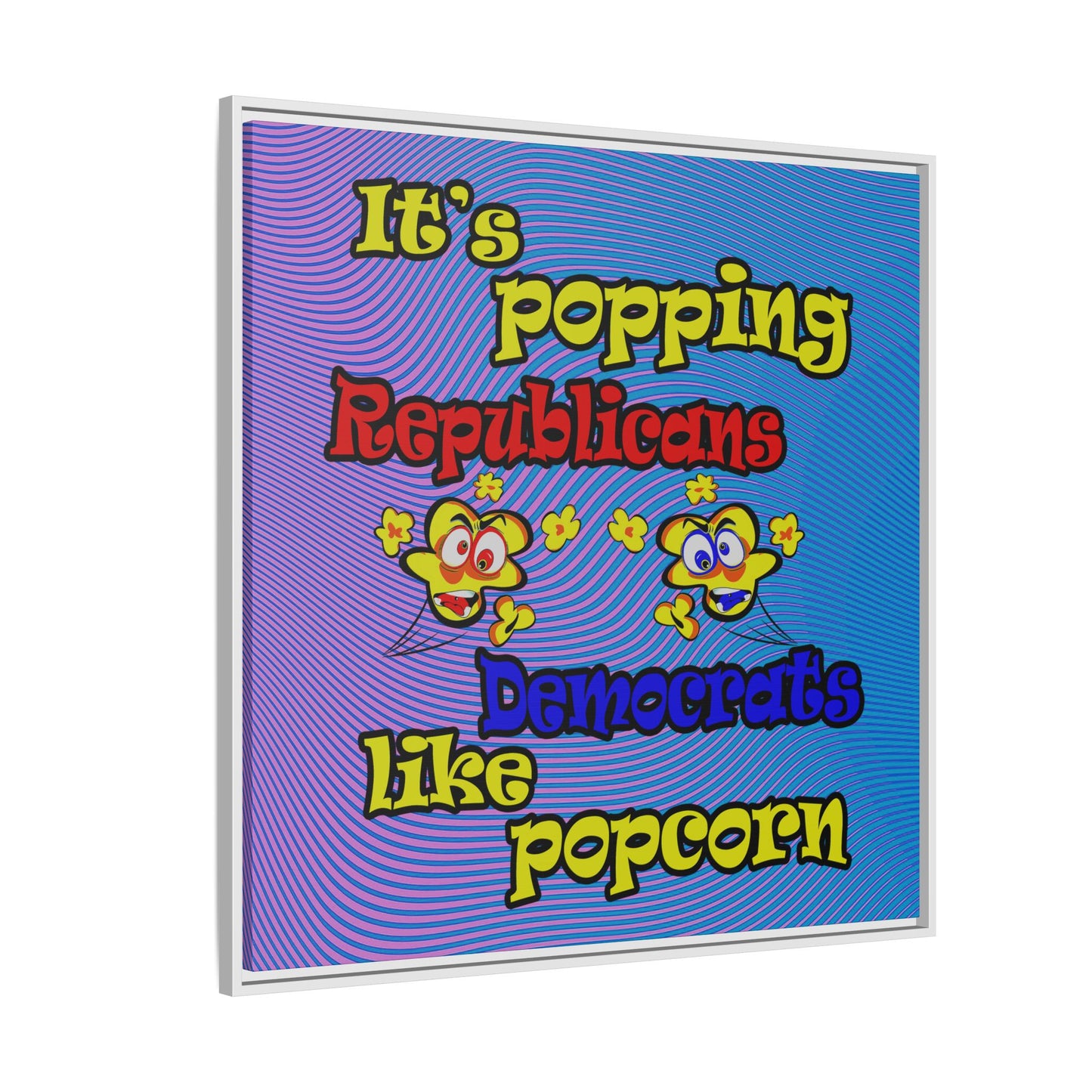 popping like popcorn - framed canvas art (light blue-purple wave)