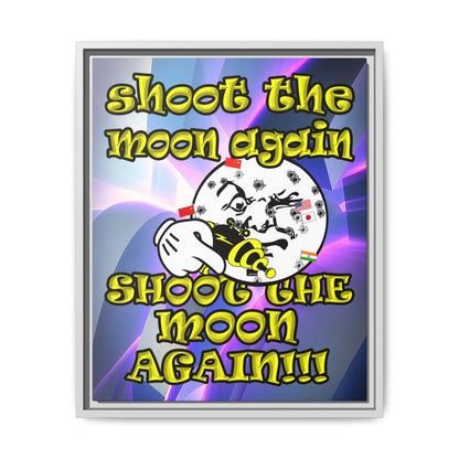 shoot the moon again - framed canvas art (grey-pink wave)