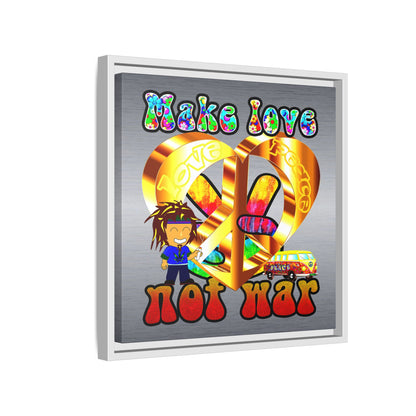 love peace - framed canvas art (brushed nickel)