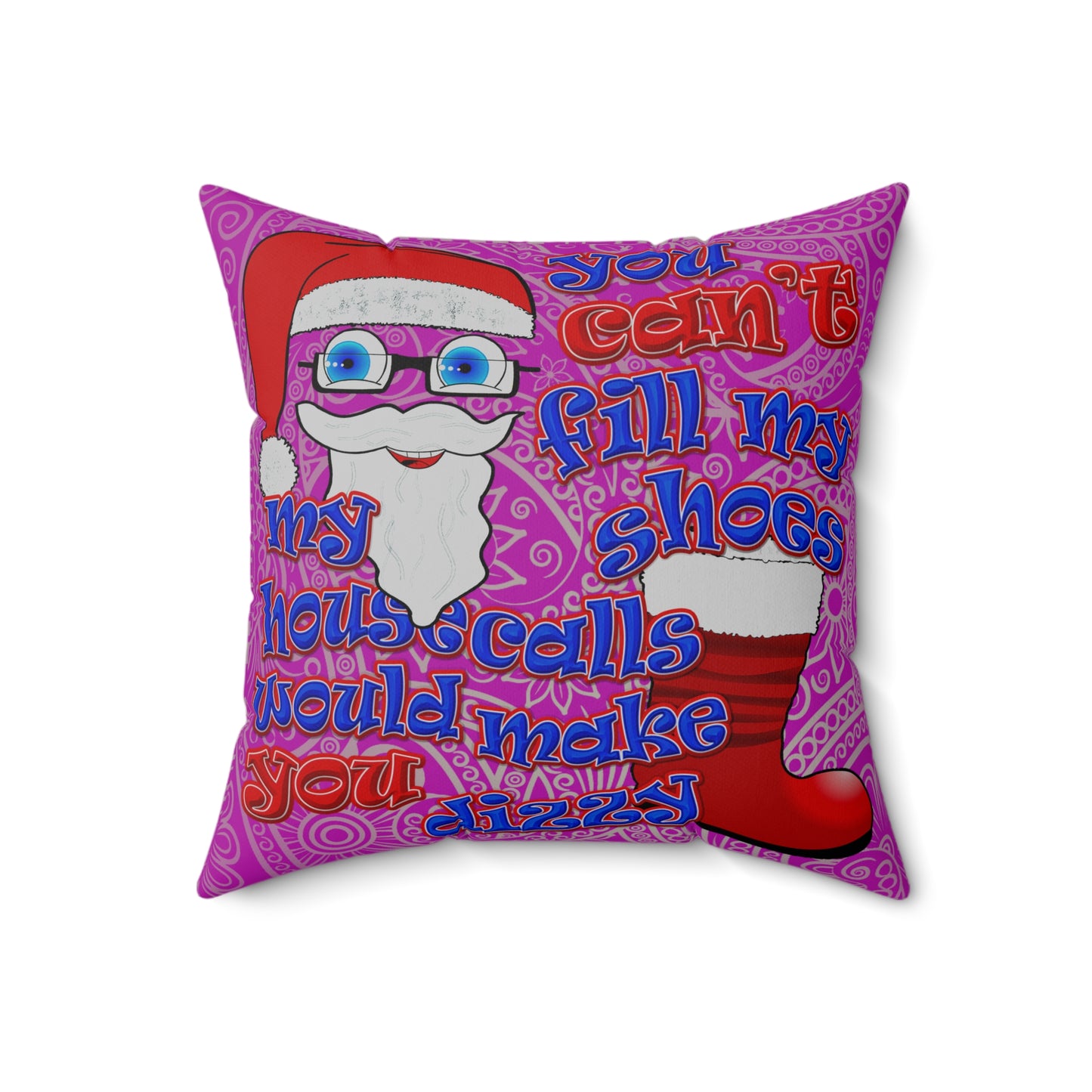 santa's shoes - Spun Polyester Square Pillow - (pink swirl)