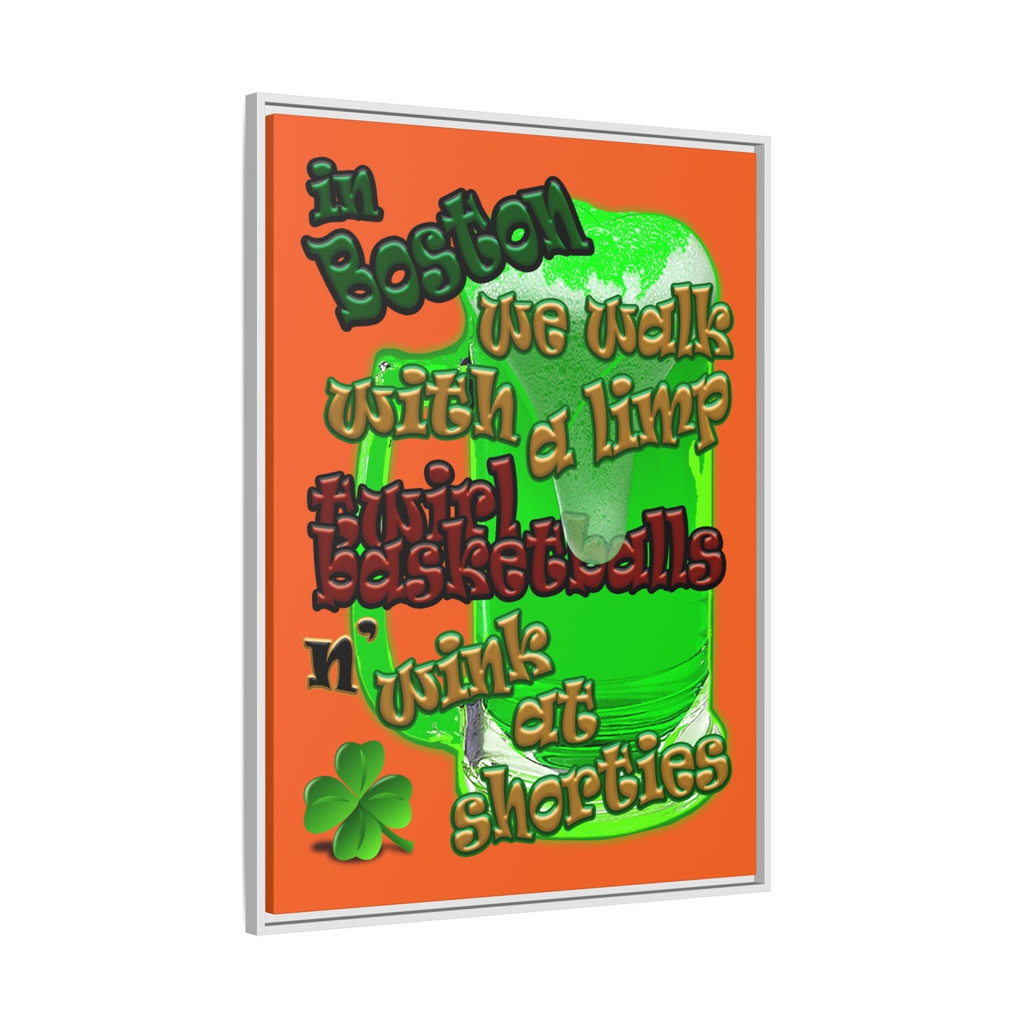 celtics logo - framed canvas art (orange)