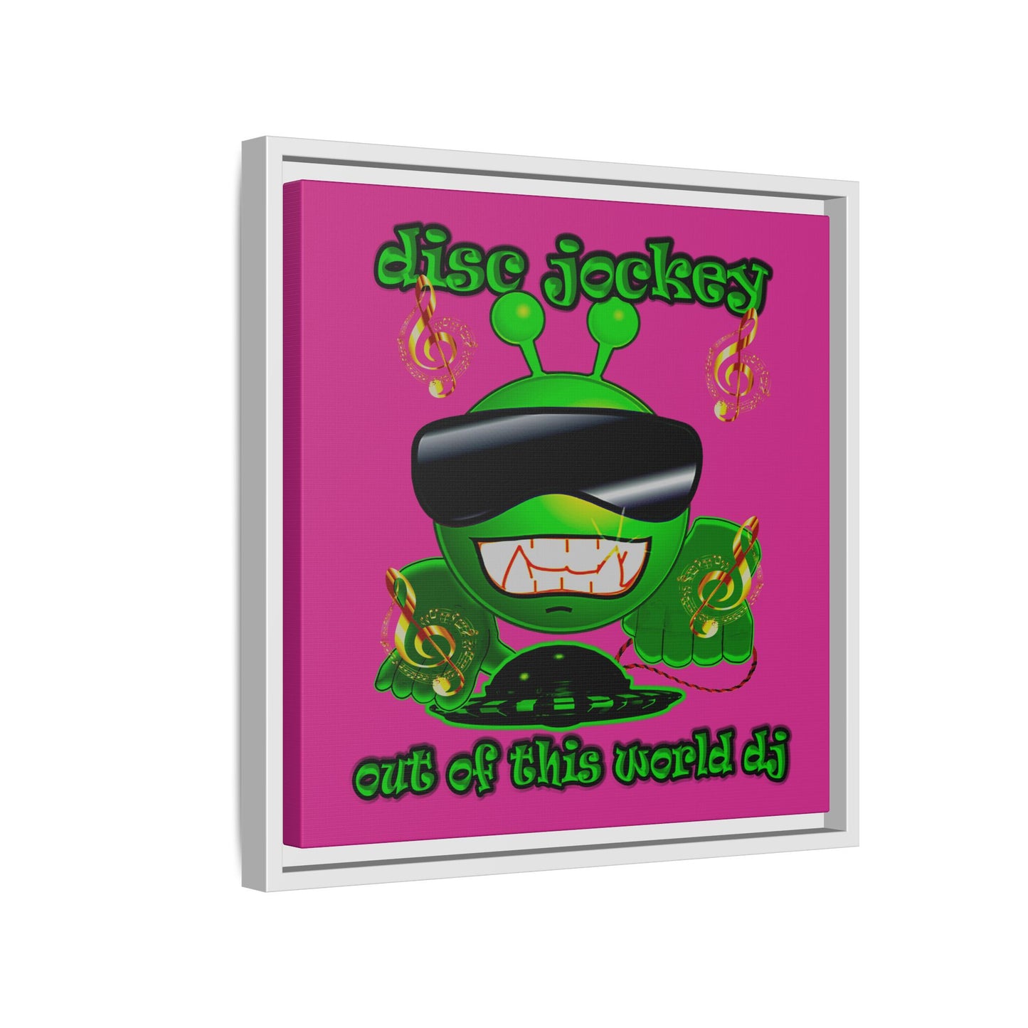 disc jockey - framed canvas art (pink)