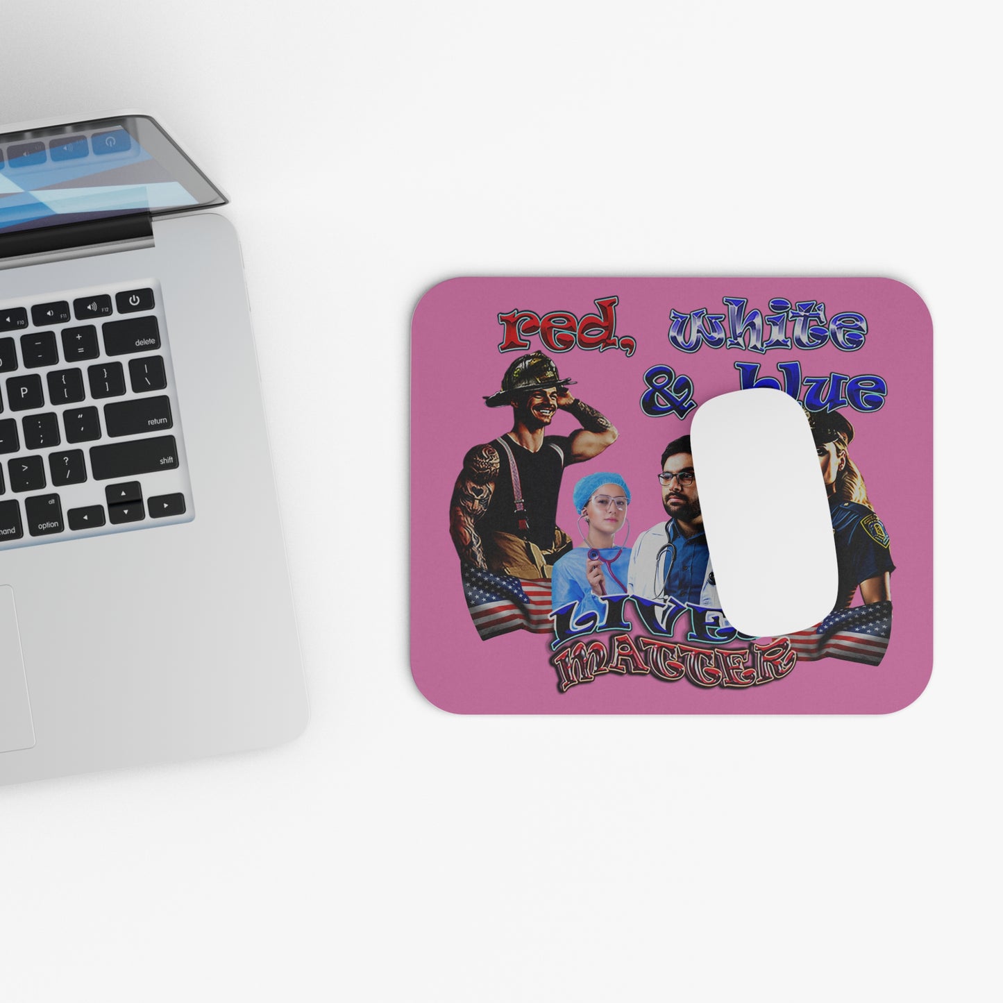 rw&b lives matter - Mouse Pad (Rectangle) (light pink)