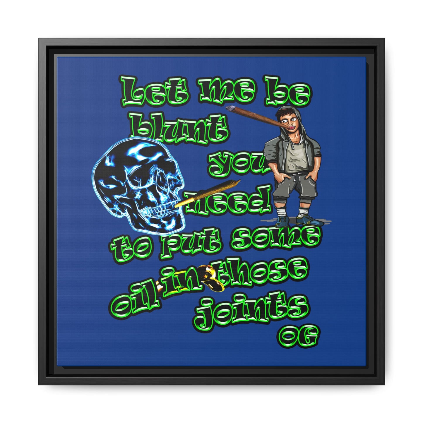 og - framed canvas art (dark blue)