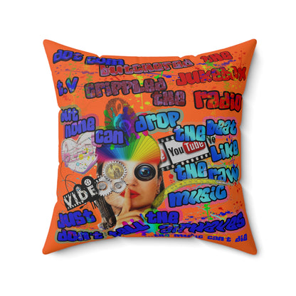 drop the beat - Spun Polyester Square Pillow - (orange)