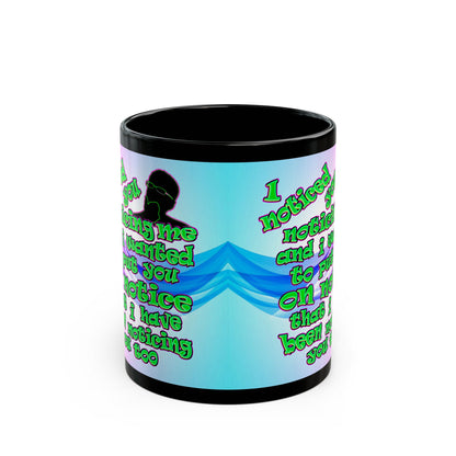 noticed you noticing - Black Mug (light blue-pink wave)