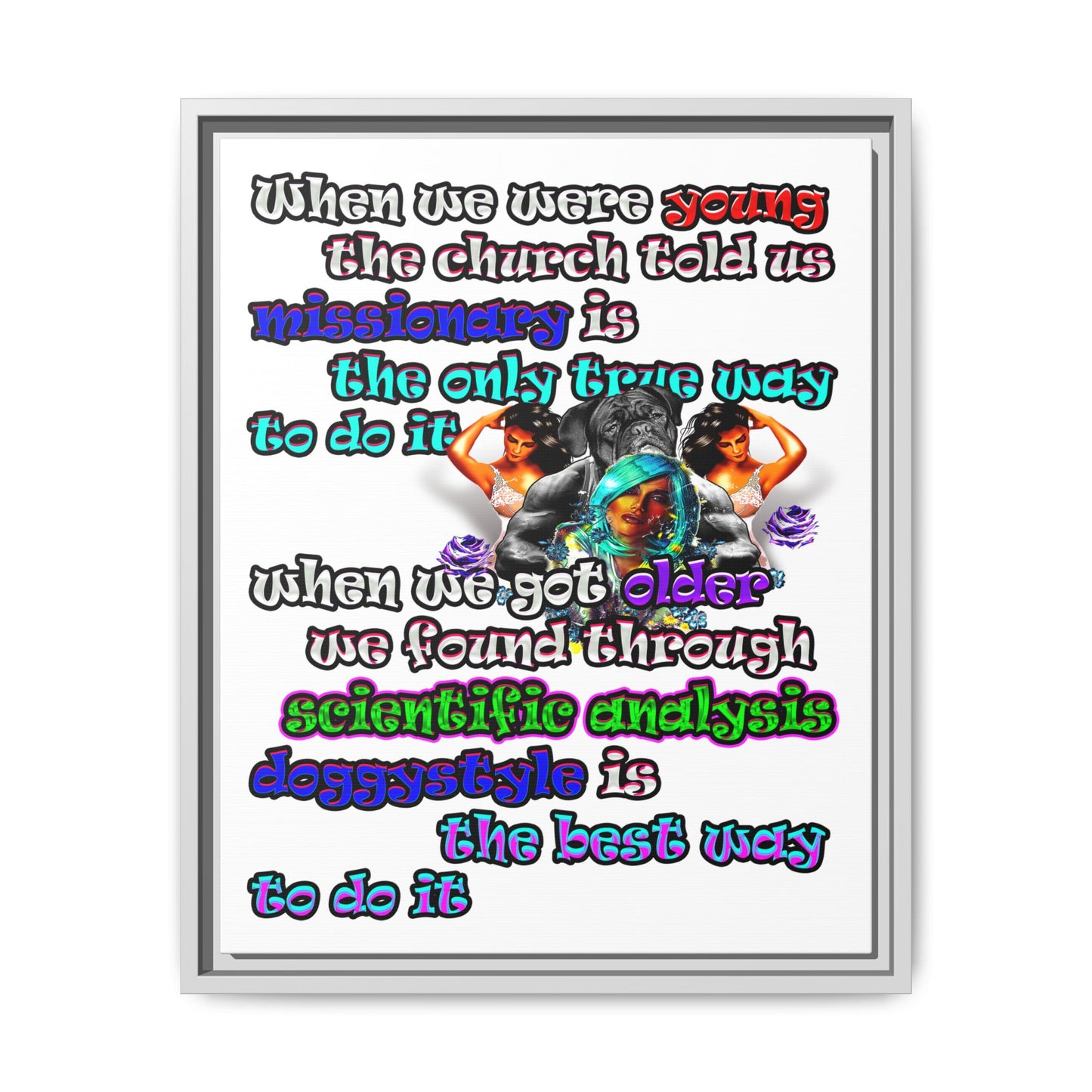doggystyle - framed canvas art (white)