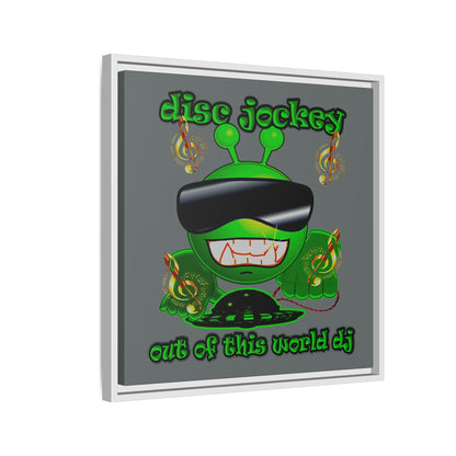 disc jockey - framed canvas art (dark grey)