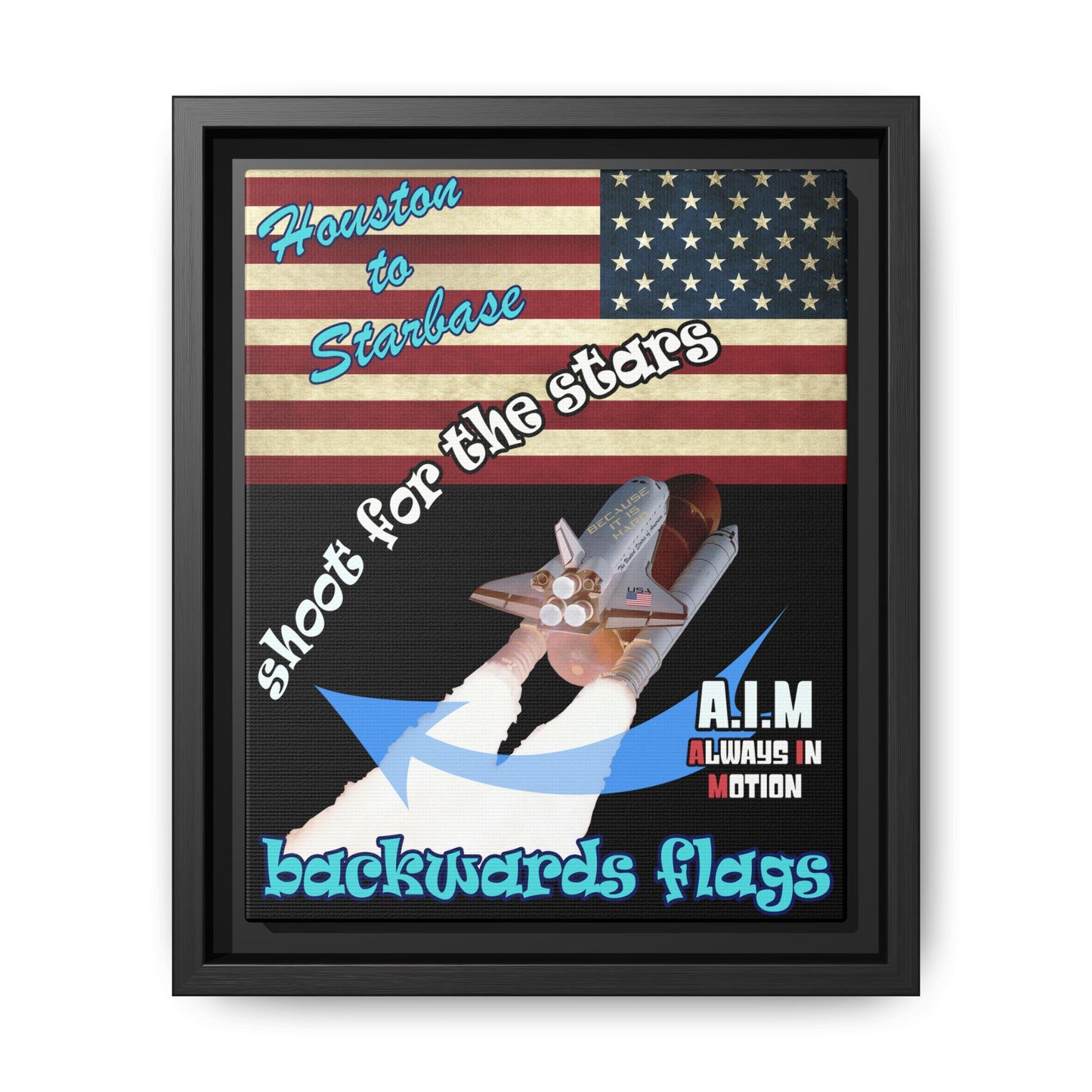 shoot for the stars - framed canvas art (black)