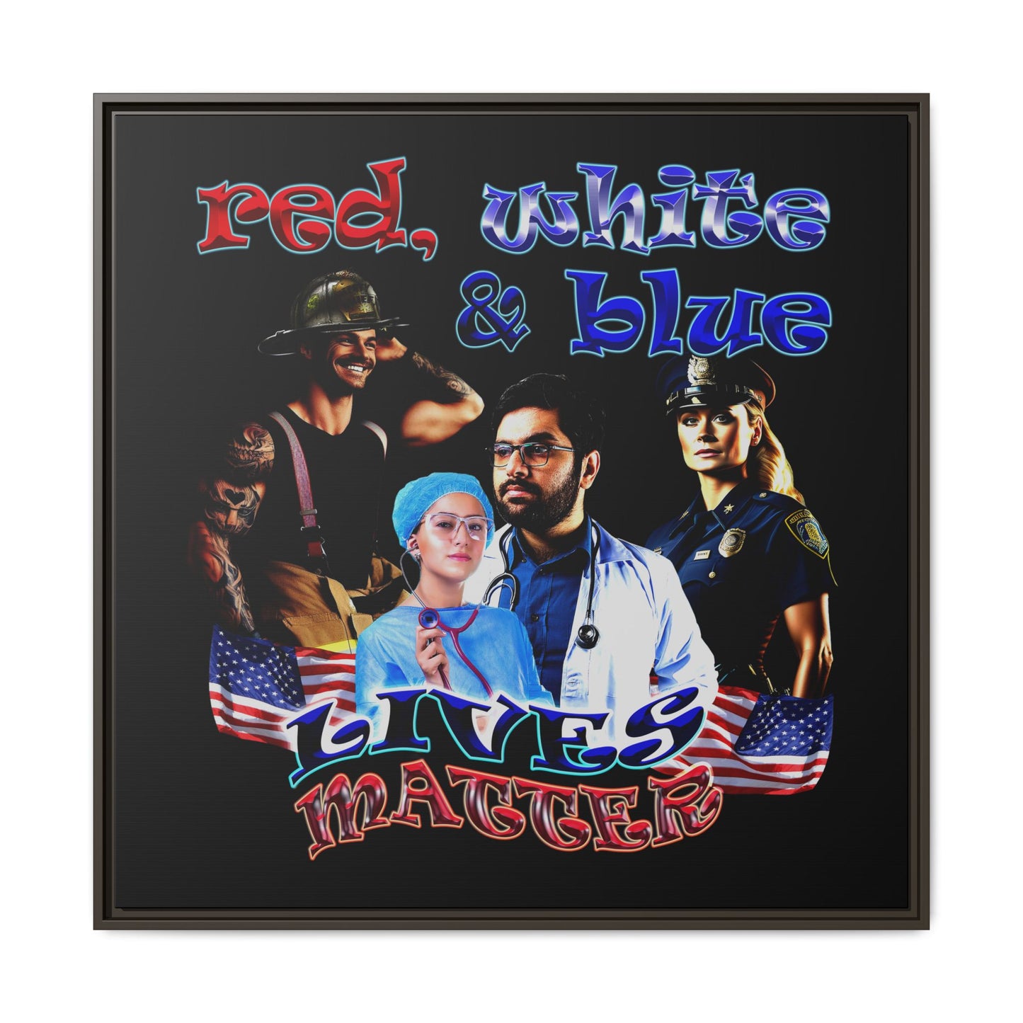 rw&b lives matter - framed canvas art (black)