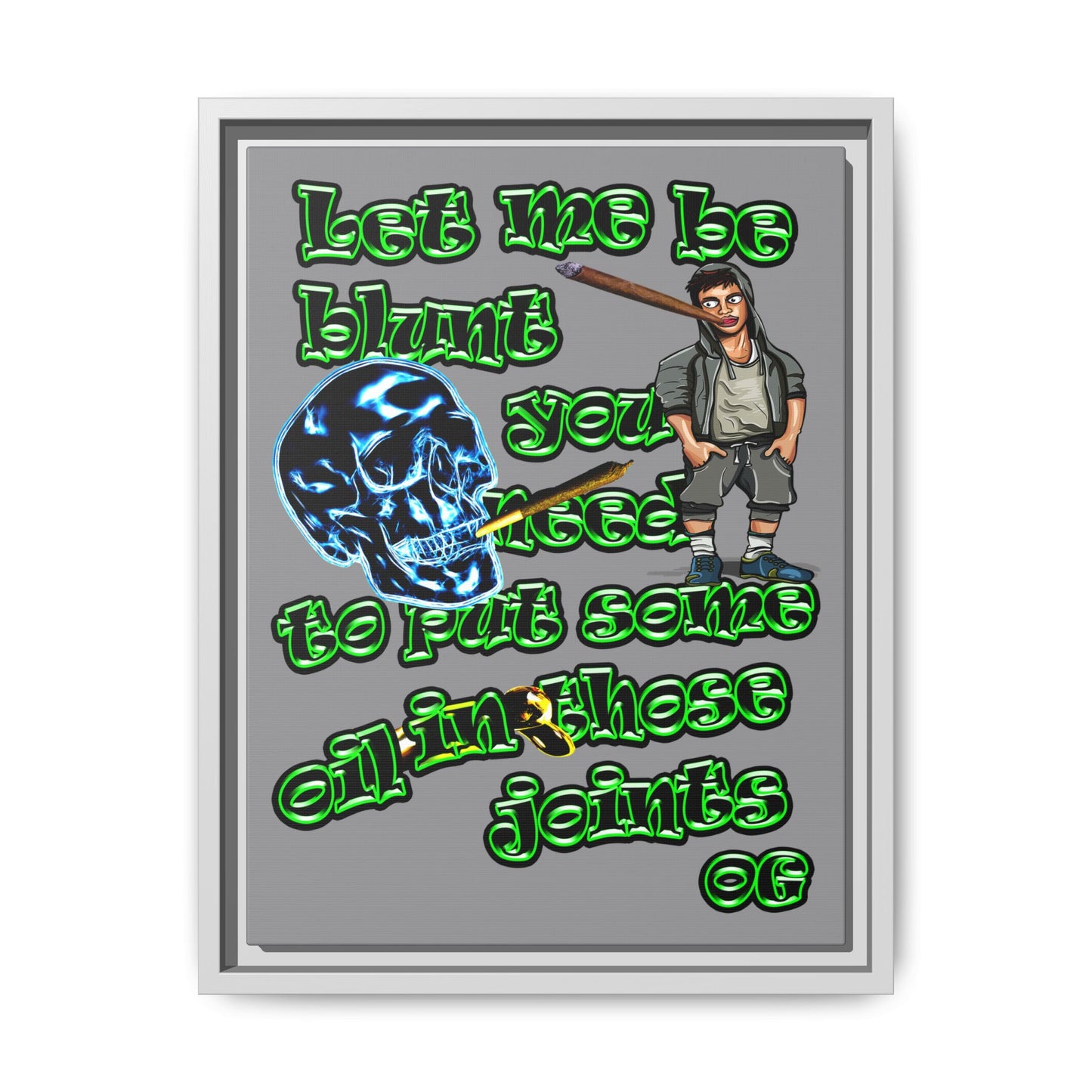 og - framed canvas art (grey)