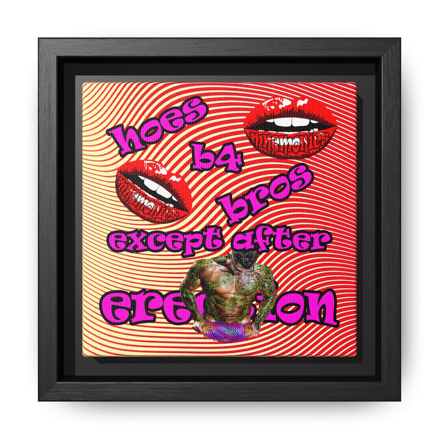 hoes b4 bros - framed canvas art (yellow-orange wave)