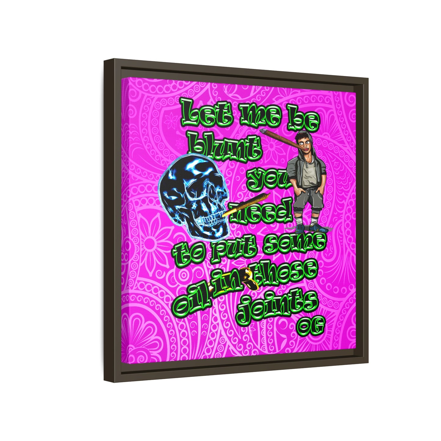 og - framed canvas art (pink swirl)